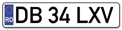 Placuta inmatriculare numar auto  DB-34-LXV, DB 34 LXV, DB34LXV