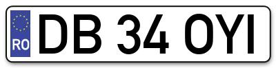 Placuta inmatriculare numar auto  DB-34-OYI, DB 34 OYI, DB34OYI