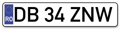 Placuta inmatriculare numar auto  DB-34-ZNW, DB 34 ZNW, DB34ZNW