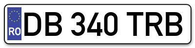 Placuta inmatriculare numar auto  DB-340-TRB, DB 340 TRB, DB340TRB