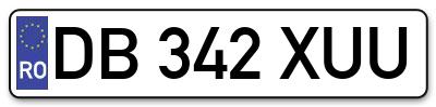 Placuta inmatriculare numar auto  DB-342-XUU, DB 342 XUU, DB342XUU