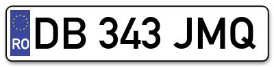 Placuta inmatriculare numar auto  DB-343-JMQ, DB 343 JMQ, DB343JMQ
