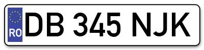 Placuta inmatriculare numar auto  DB-345-NJK, DB 345 NJK, DB345NJK