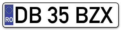 Placuta inmatriculare numar auto  DB-35-BZX, DB 35 BZX, DB35BZX