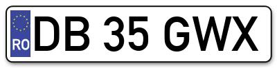 Placuta inmatriculare numar auto  DB-35-GWX, DB 35 GWX, DB35GWX