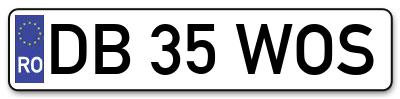 Placuta inmatriculare numar auto  DB-35-WOS, DB 35 WOS, DB35WOS