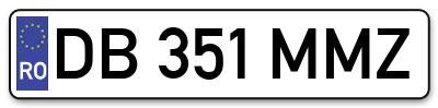 Placuta inmatriculare numar auto  DB-351-MMZ, DB 351 MMZ, DB351MMZ