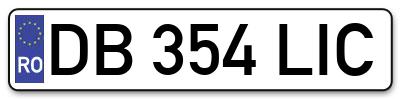 Placuta inmatriculare numar auto  DB-354-LIC, DB 354 LIC, DB354LIC