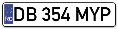 Placuta inmatriculare numar auto  DB-354-MYP, DB 354 MYP, DB354MYP