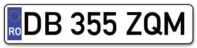 Placuta inmatriculare numar auto  DB-355-ZQM, DB 355 ZQM, DB355ZQM