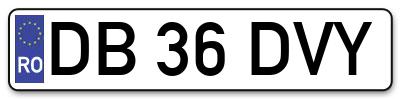 Placuta inmatriculare numar auto  DB-36-DVY, DB 36 DVY, DB36DVY