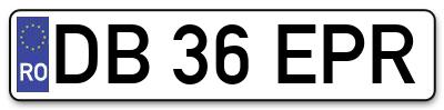 Placuta inmatriculare numar auto  DB-36-EPR, DB 36 EPR, DB36EPR