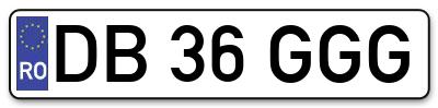 Placuta inmatriculare numar auto  DB-36-GGG, DB 36 GGG, DB36GGG