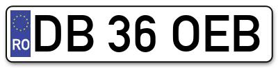 Placuta inmatriculare numar auto  DB-36-OEB, DB 36 OEB, DB36OEB