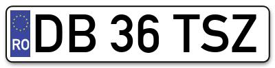 Placuta inmatriculare numar auto  DB-36-TSZ, DB 36 TSZ, DB36TSZ