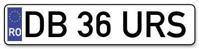 Placuta inmatriculare numar auto  DB-36-URS, DB 36 URS, DB36URS