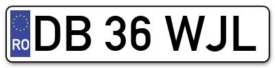 Placuta inmatriculare numar auto  DB-36-WJL, DB 36 WJL, DB36WJL