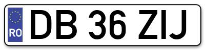 Placuta inmatriculare numar auto  DB-36-ZIJ, DB 36 ZIJ, DB36ZIJ