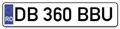 Placuta inmatriculare numar auto  DB-360-BBU, DB 360 BBU, DB360BBU