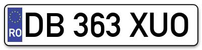 Placuta inmatriculare numar auto  DB-363-XUO, DB 363 XUO, DB363XUO