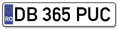 Placuta inmatriculare numar auto  DB-365-PUC, DB 365 PUC, DB365PUC