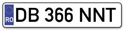 Placuta inmatriculare numar auto  DB-366-NNT, DB 366 NNT, DB366NNT