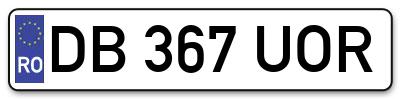 Placuta inmatriculare numar auto  DB-367-UOR, DB 367 UOR, DB367UOR