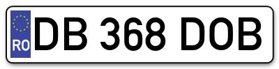Placuta inmatriculare numar auto  DB-368-DOB, DB 368 DOB, DB368DOB