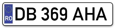 Placuta inmatriculare numar auto  DB-369-AHA, DB 369 AHA, DB369AHA