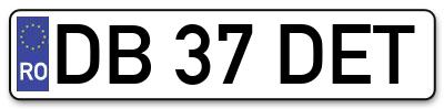 Placuta inmatriculare numar auto  DB-37-DET, DB 37 DET, DB37DET