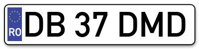 Placuta inmatriculare numar auto  DB-37-DMD, DB 37 DMD, DB37DMD