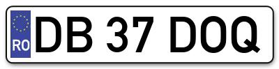 Placuta inmatriculare numar auto  DB-37-DOQ, DB 37 DOQ, DB37DOQ