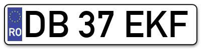 Placuta inmatriculare numar auto  DB-37-EKF, DB 37 EKF, DB37EKF