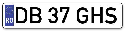 Placuta inmatriculare numar auto  DB-37-GHS, DB 37 GHS, DB37GHS