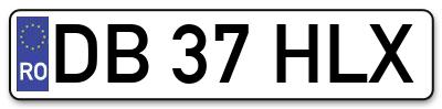 Placuta inmatriculare numar auto  DB-37-HLX, DB 37 HLX, DB37HLX