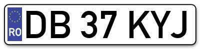 Placuta inmatriculare numar auto  DB-37-KYJ, DB 37 KYJ, DB37KYJ