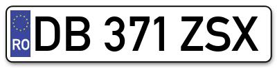 Placuta inmatriculare numar auto  DB-371-ZSX, DB 371 ZSX, DB371ZSX