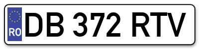 Placuta inmatriculare numar auto  DB-372-RTV, DB 372 RTV, DB372RTV