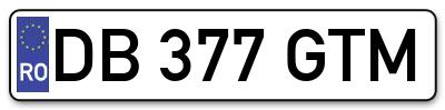 Placuta inmatriculare numar auto  DB-377-GTM, DB 377 GTM, DB377GTM