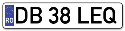 Placuta inmatriculare numar auto  DB-38-LEQ, DB 38 LEQ, DB38LEQ