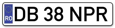 Placuta inmatriculare numar auto  DB-38-NPR, DB 38 NPR, DB38NPR
