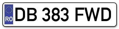 Placuta inmatriculare numar auto  DB-383-FWD, DB 383 FWD, DB383FWD