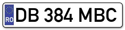 Placuta inmatriculare numar auto  DB-384-MBC, DB 384 MBC, DB384MBC