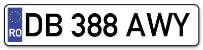 Placuta inmatriculare numar auto  DB-388-AWY, DB 388 AWY, DB388AWY