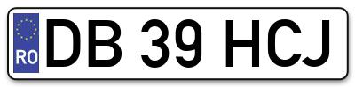 Placuta inmatriculare numar auto  DB-39-HCJ, DB 39 HCJ, DB39HCJ