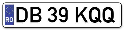 Placuta inmatriculare numar auto  DB-39-KQQ, DB 39 KQQ, DB39KQQ