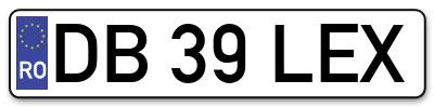 Placuta inmatriculare numar auto  DB-39-LEX, DB 39 LEX, DB39LEX