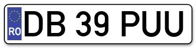 Placuta inmatriculare numar auto  DB-39-PUU, DB 39 PUU, DB39PUU