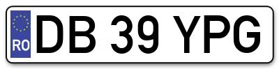 Placuta inmatriculare numar auto  DB-39-YPG, DB 39 YPG, DB39YPG