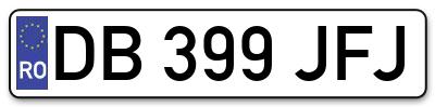 Placuta inmatriculare numar auto  DB-399-JFJ, DB 399 JFJ, DB399JFJ